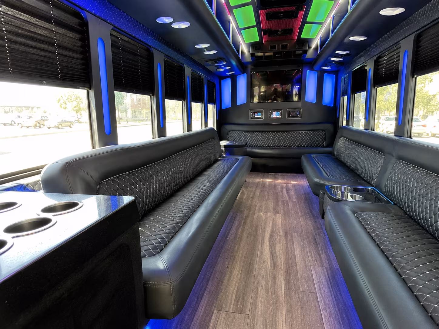 carson 15 passenger party bus inside