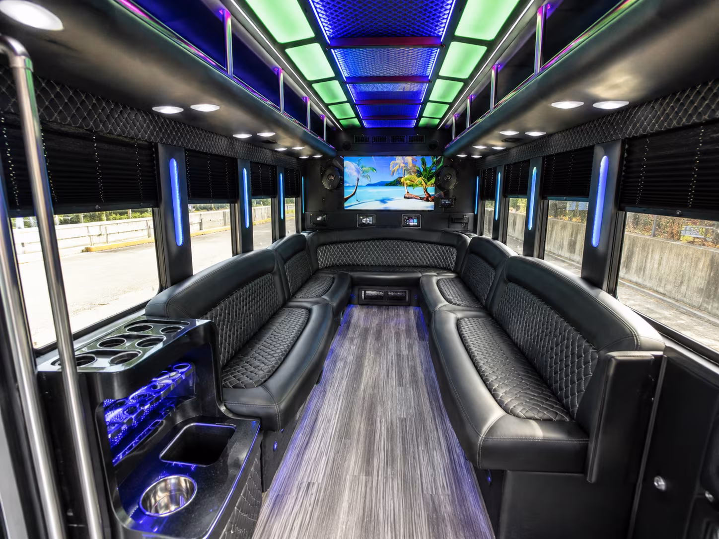 carson 18 passenger party bus inside