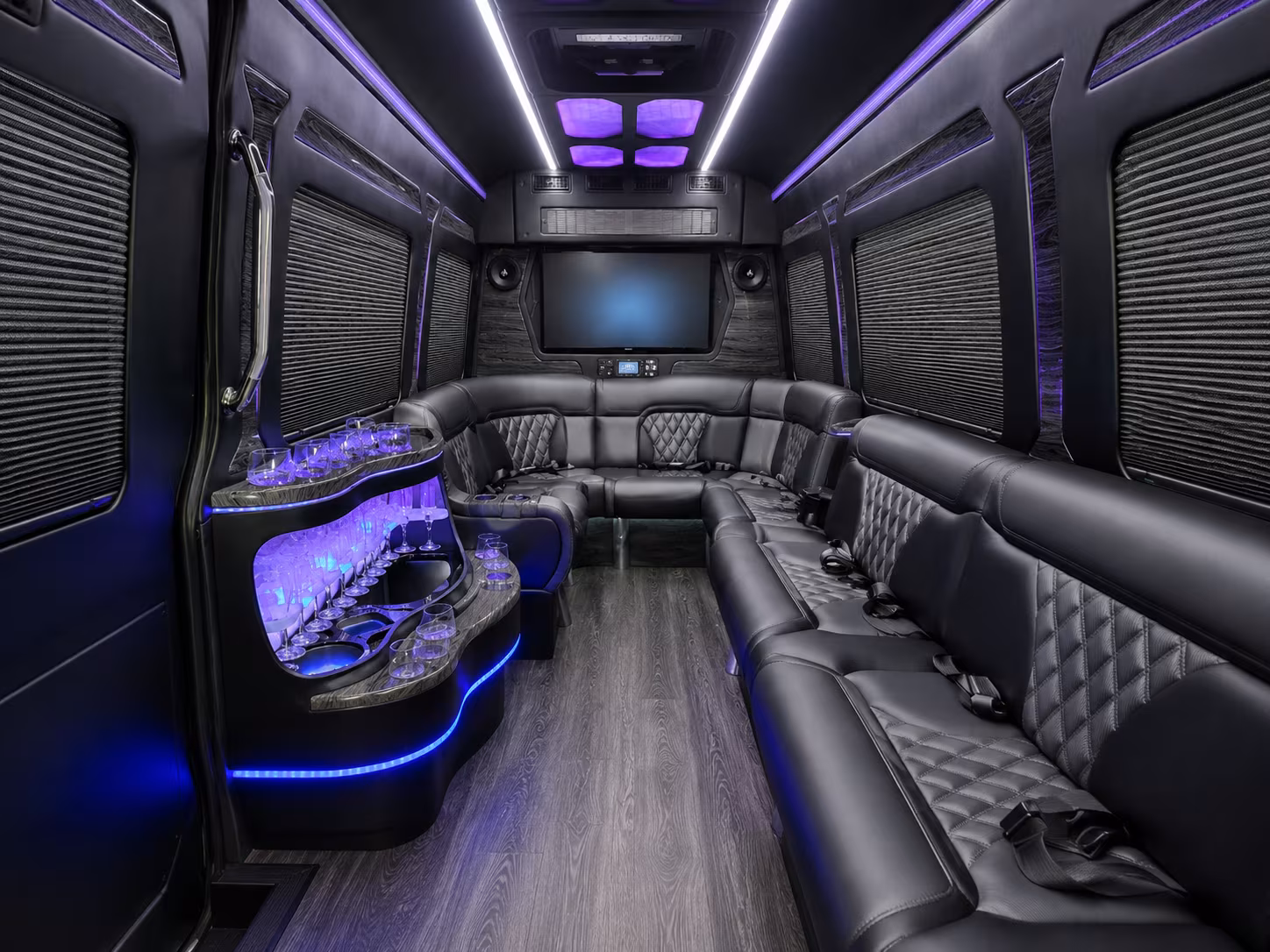 carson 28 passenger party bus inside